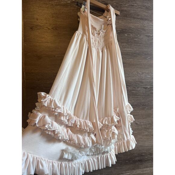 Dollcake Girl Dress 4 Ruffle Halter Blush Ivory Maxi Dress Cottage Core Cotton - Picture 2 of 8